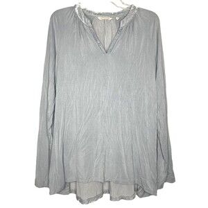 Soft Surroundings Blouse Women Small Top Silver Long Sleeve Langhan Velvet